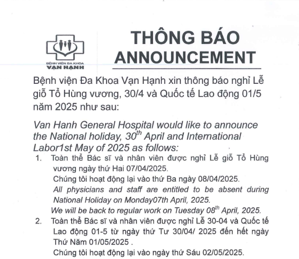 thông báo nghỉ lễ Giỗ Tổ Hùng Vương 2025